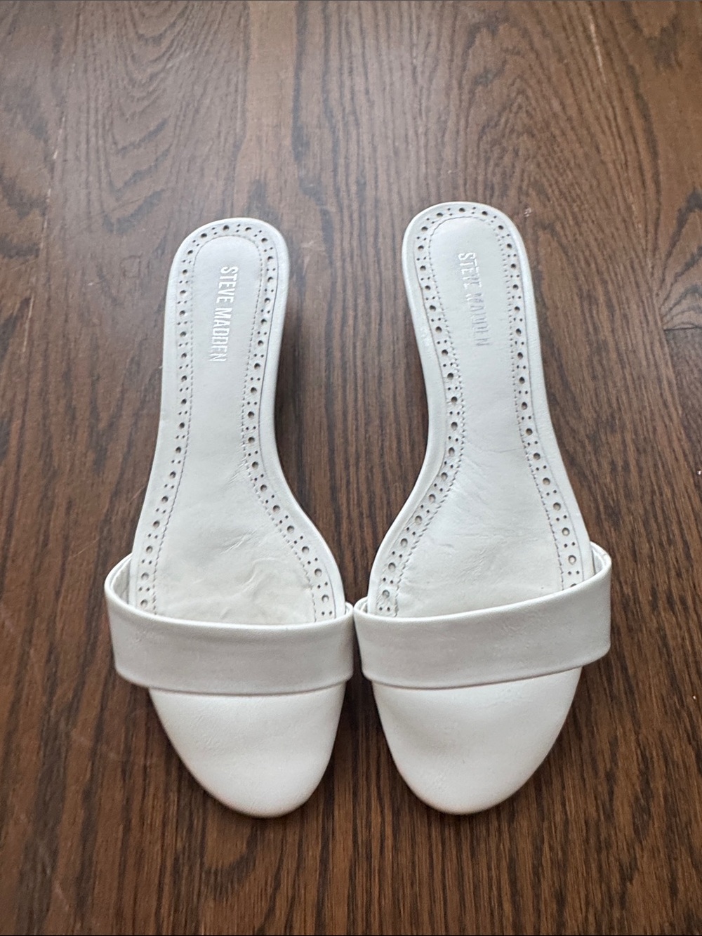 Steve Madden White Single-Band Slide Mules